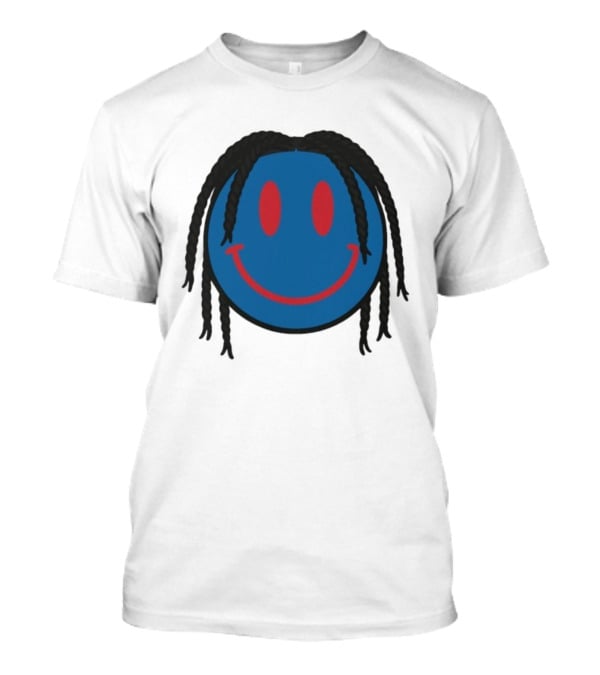 Tyrese Maxey Smiley Face Blue Red Braided Hair T-Shirt