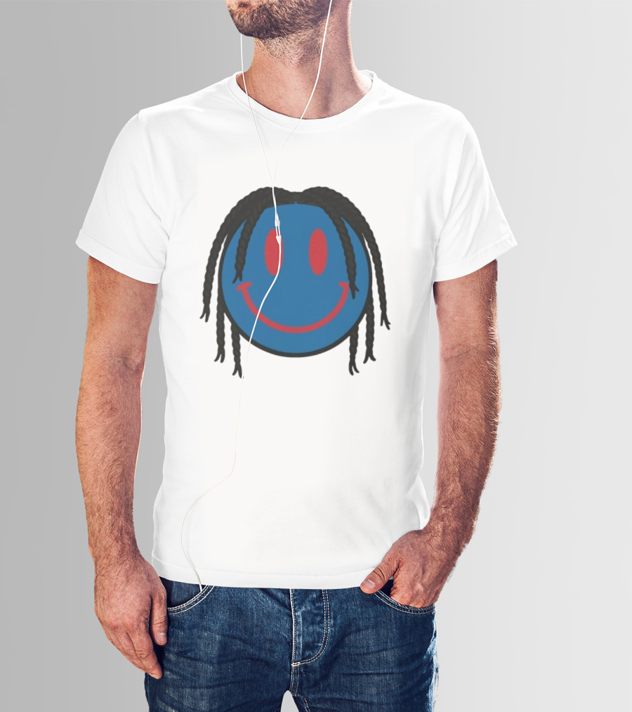 Tyrese Maxey Smiley Face Blue Red Braided Hair T-Shirt