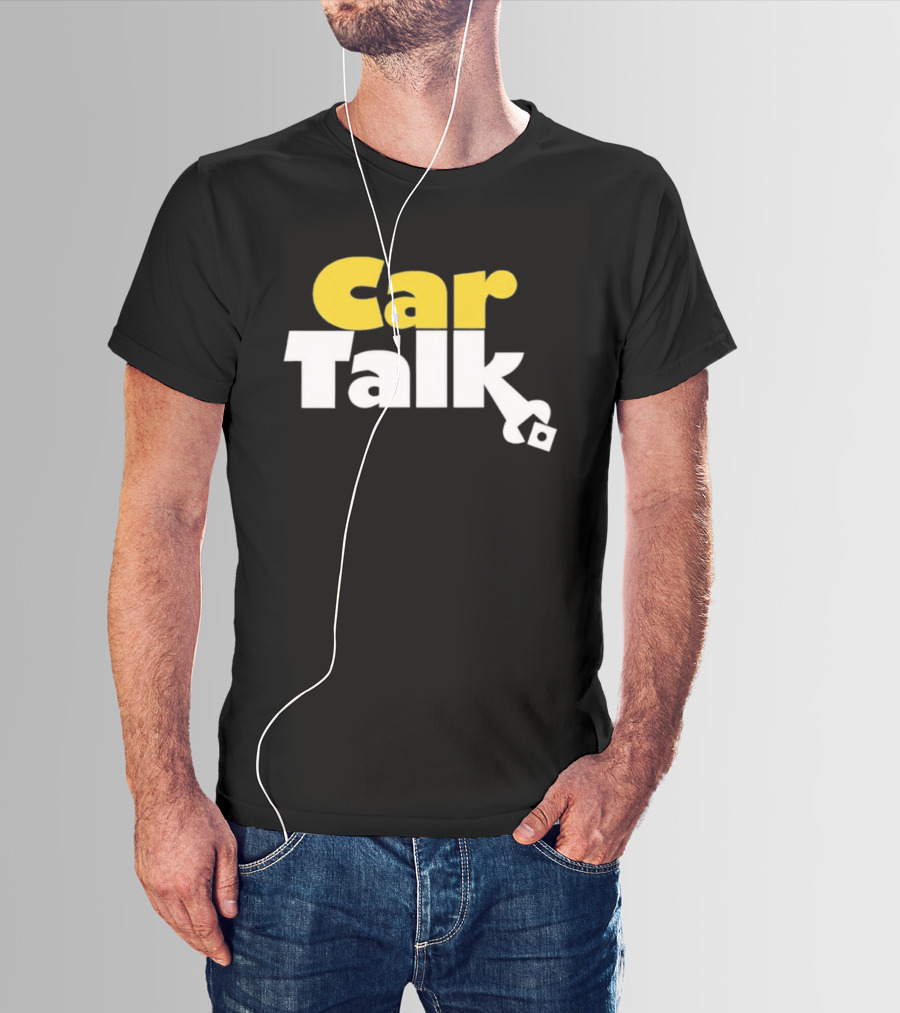 Car Talk NPR Show Logo Yellow And White Text With Wrench Symbol T-Shirt