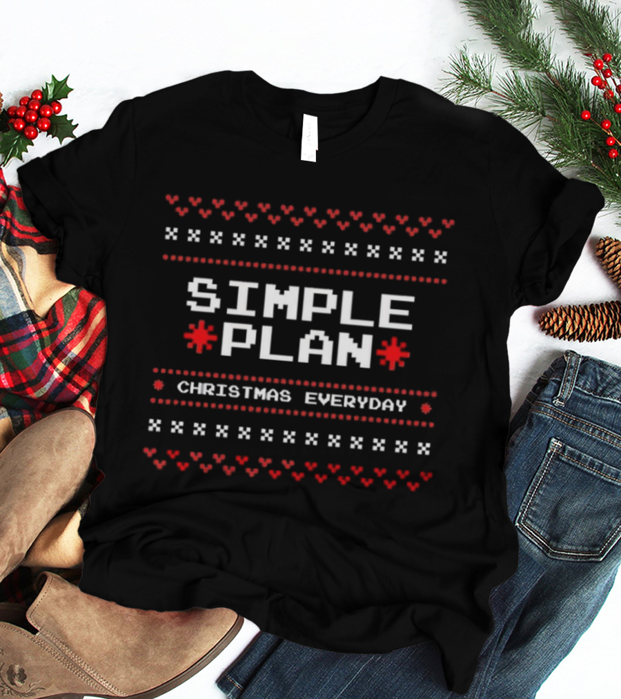 SIMPLE PLAN Christmas Everyday Heart Pattern 2025 T-Shirt
