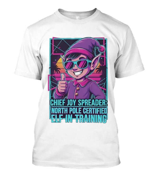 North Pole Certified Elf-in-Training Chief Joy Spreader Retro Style T-Shirt