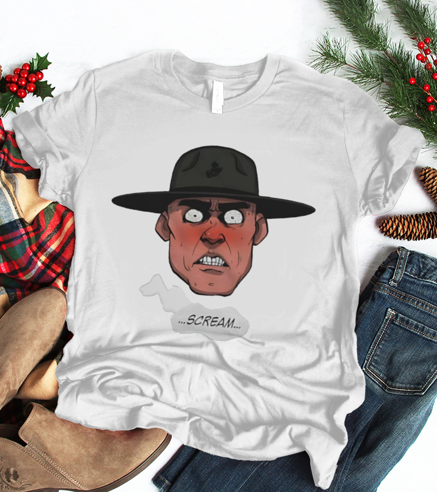 Gunnery Sergeant Hartman Angry Face Iconic Scream T-Shirt