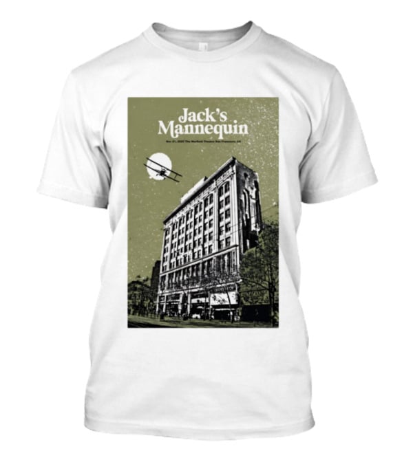Jack’s Mannequin Nov 21 2025 The Warfield Theatre San Francisco CA Airplane Building T-Shirt