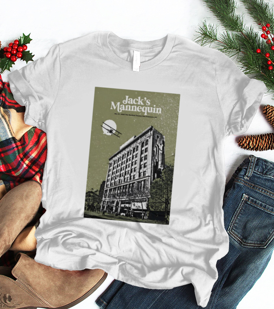 Jack’s Mannequin Nov 21 2025 The Warfield Theatre San Francisco CA Airplane Building T-Shirt