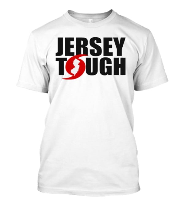 Jersey Tough New Jersey Map Red Circle Graphic T-Shirt