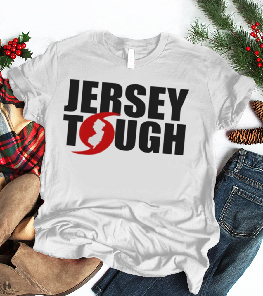 Jersey Tough New Jersey Map Red Circle Graphic T-Shirt