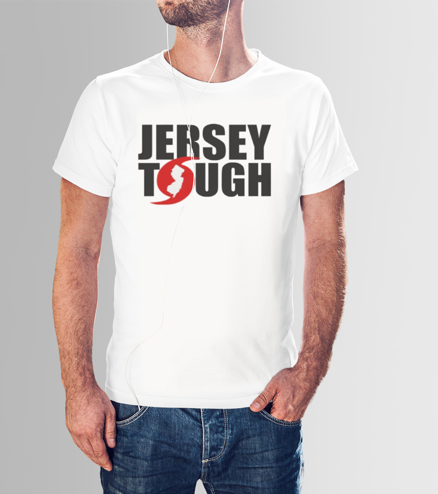 Jersey Tough New Jersey Map Red Circle Graphic T-Shirt