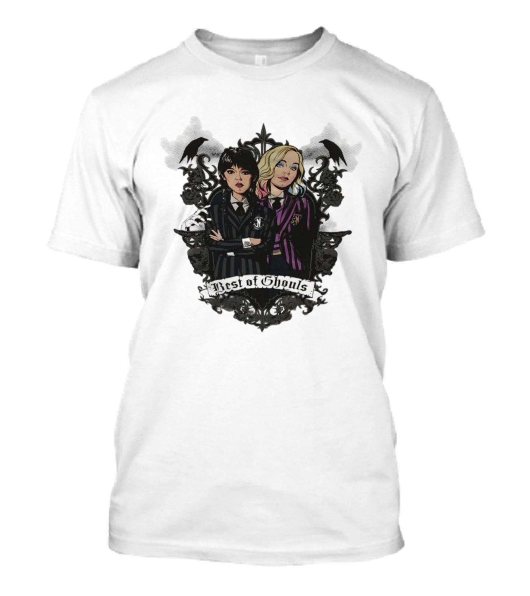Wednesday Addams Enid Sinclair Best Of Ghouls Collage T-Shirt