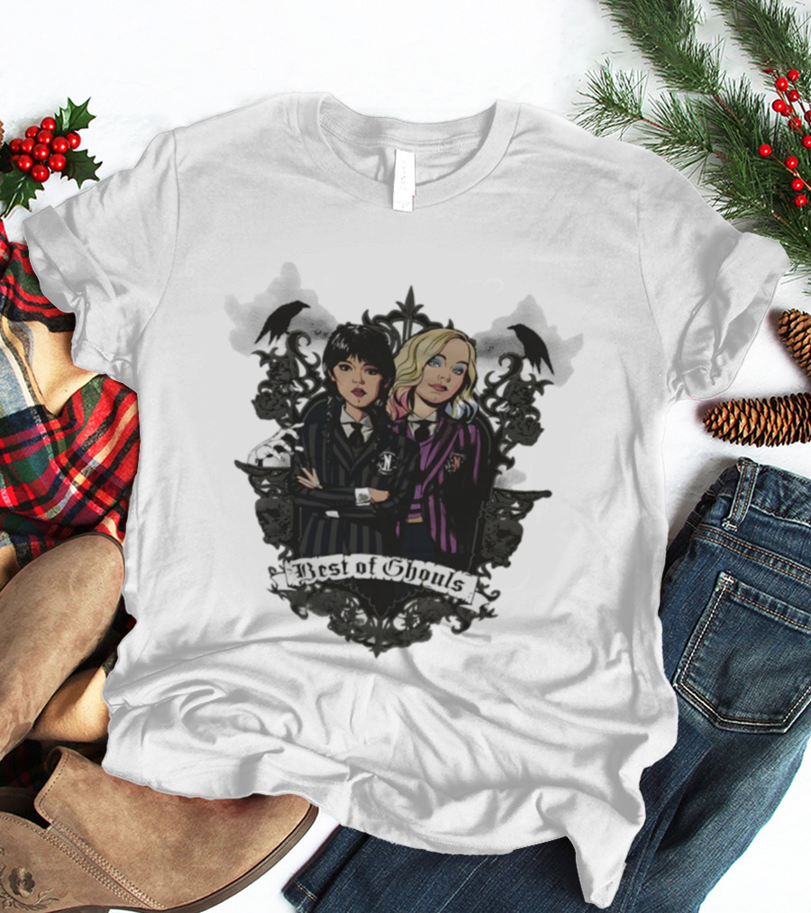 Wednesday Addams Enid Sinclair Best Of Ghouls Collage T-Shirt