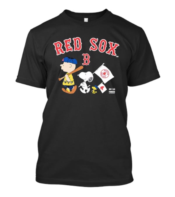 Boston Red Sox Charlie Brown Snoopy Peanuts Baseball Flag T-Shirt