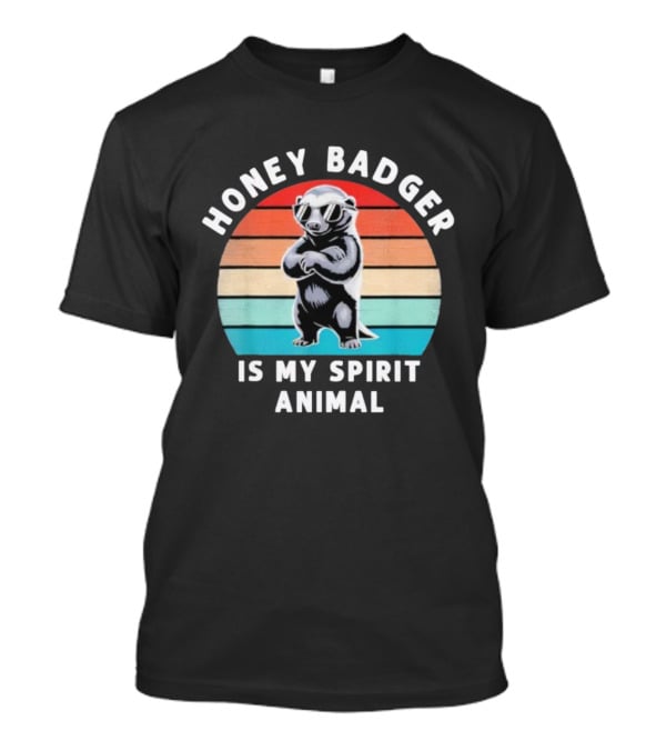 Honey Badger Is My Spirit Animal Funny Vintage Wildlife Retro Stripes T-Shirt