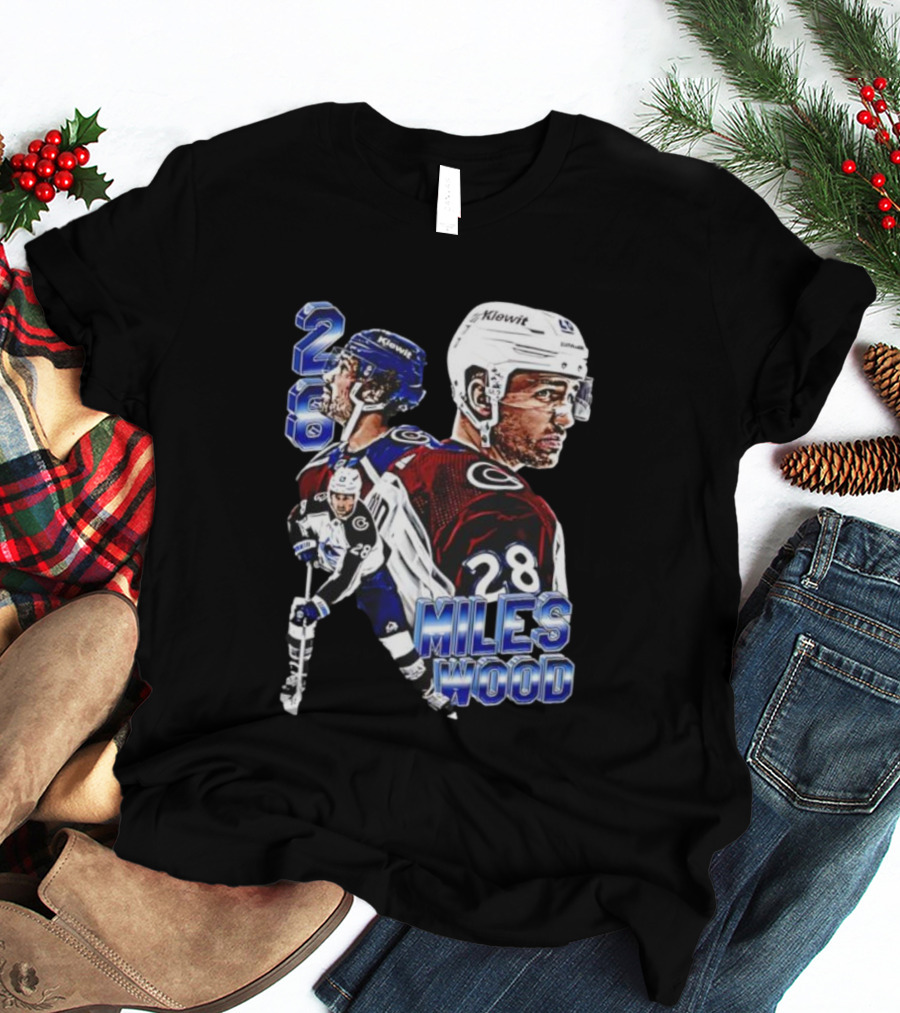 Miles Wood Colorado Avalanche Number 28 Hockey Player Collage T-Shirt