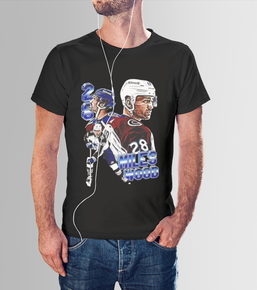 Miles Wood Colorado Avalanche Number 28 Hockey Player Collage T-Shirt