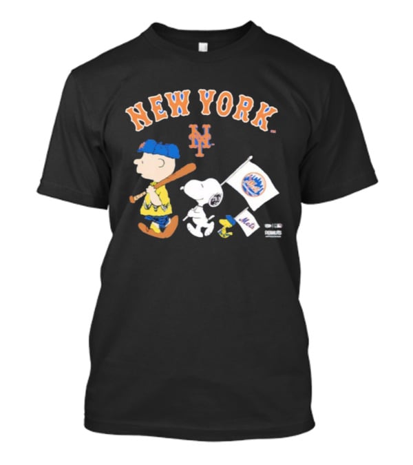 New York Mets Peanuts Characters Charlie Brown Snoopy Woodstock T-Shirt
