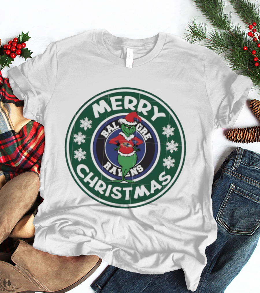 Merry Christmas Baltimore Ravens Grinch T-Shirt