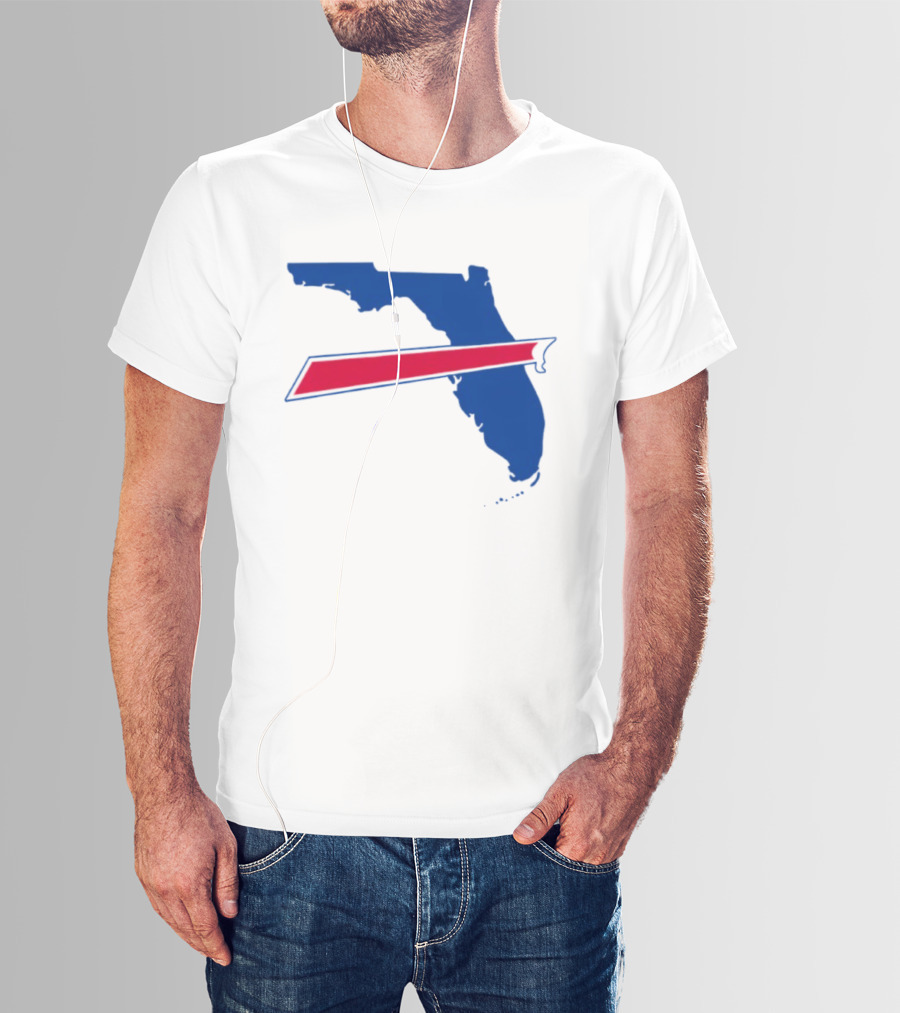 Florida Buffalo Bills Backers Map Outline Classic Fan Symbol T-Shirt
