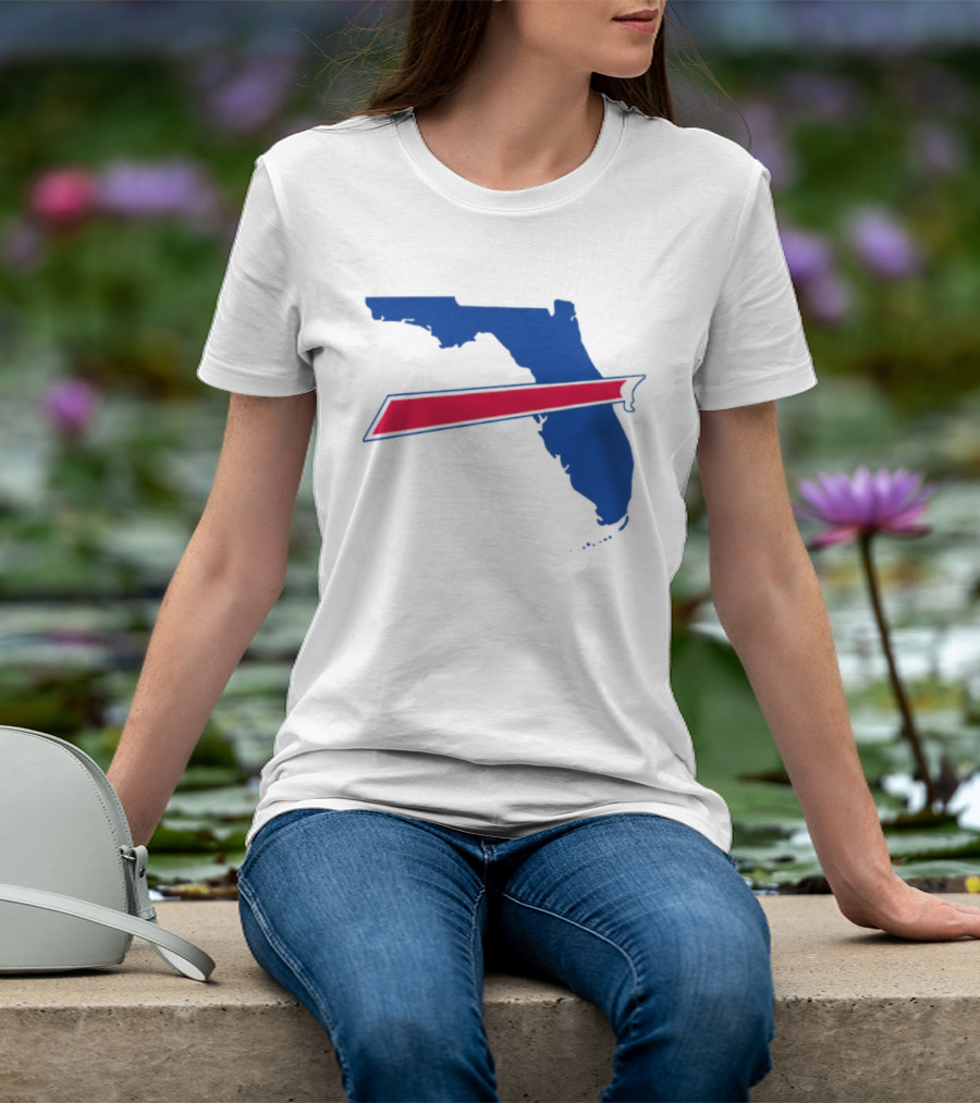 Florida Buffalo Bills Backers Map Outline Classic Fan Symbol T-Shirt