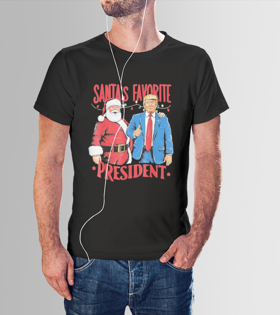 Santa's Favorite President Christmas Light Santa Trump T-Shirt