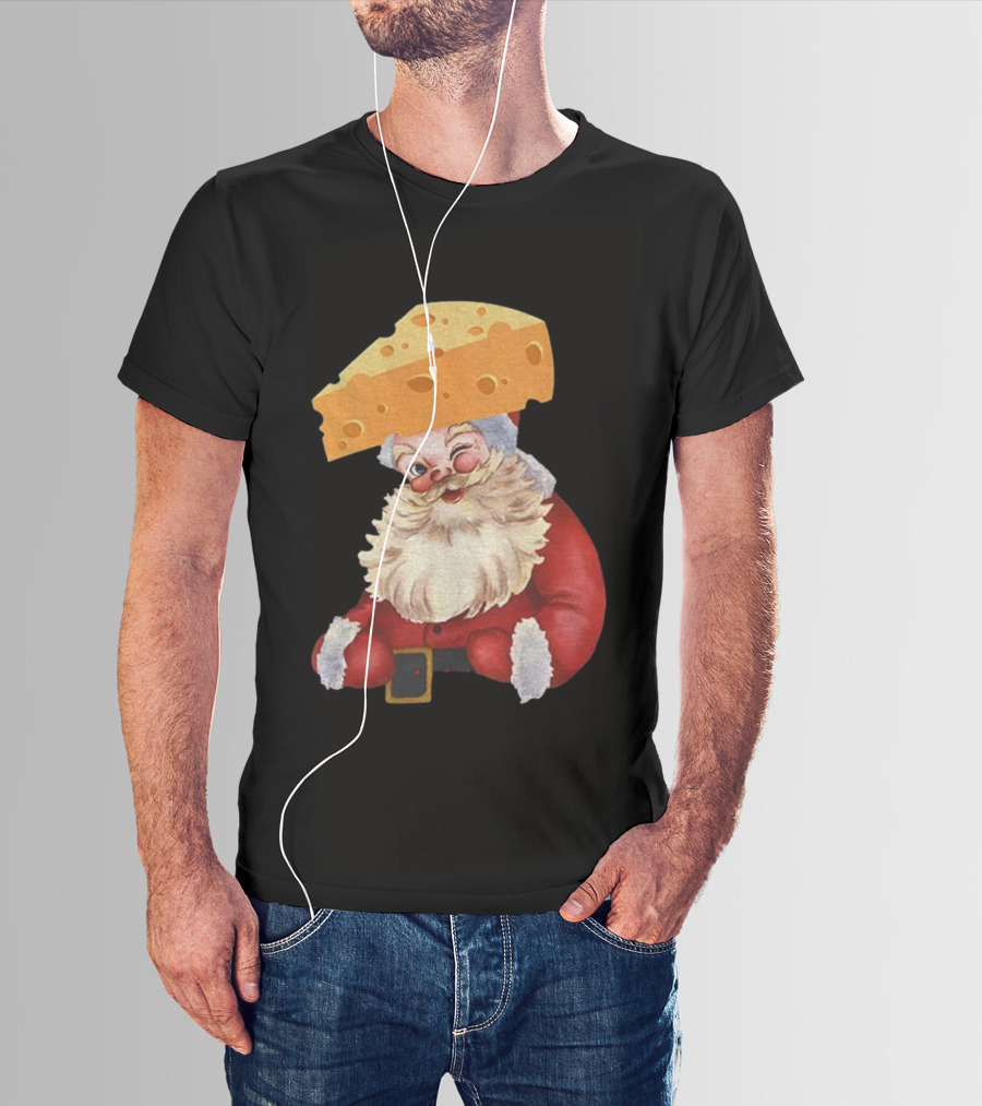 Santa Cheese Head Winking Green Bay Packers Christmas T-Shirt