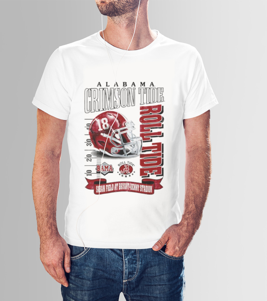 Alabama Crimson Tide Bama Roll Tide Helmet Saban Field At Bryant Denny Stadium T-Shirt
