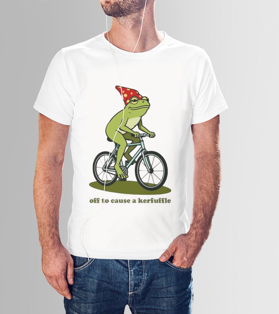Frog Gnome Hat Bicycle Ride Off To Cause A Kerfuffle T-Shirt