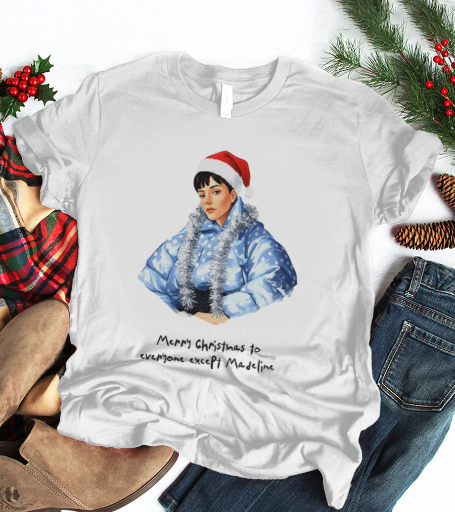 Lily Allen Cartoon Santa Hat Merry Christmas Snowflakes Madeline T-Shirt