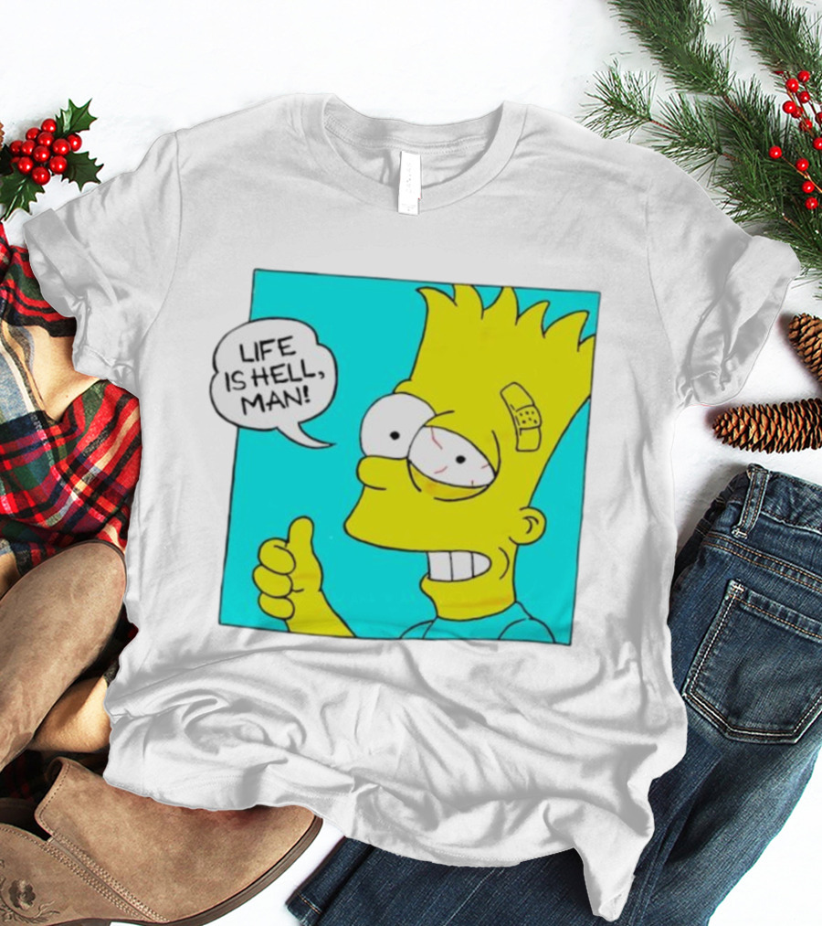 Bart Simpsons Life Is Hell Man Bandaged Head T-Shirt