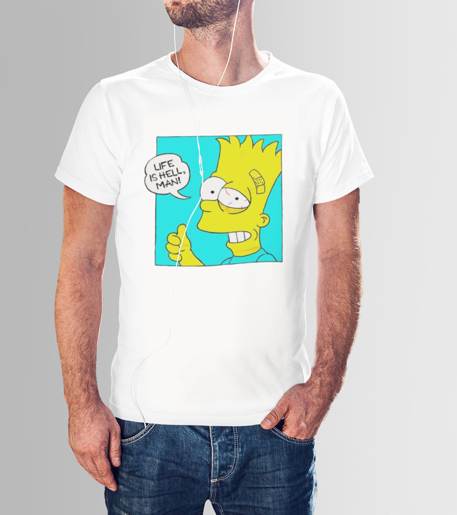Bart Simpsons Life Is Hell Man Bandaged Head T-Shirt