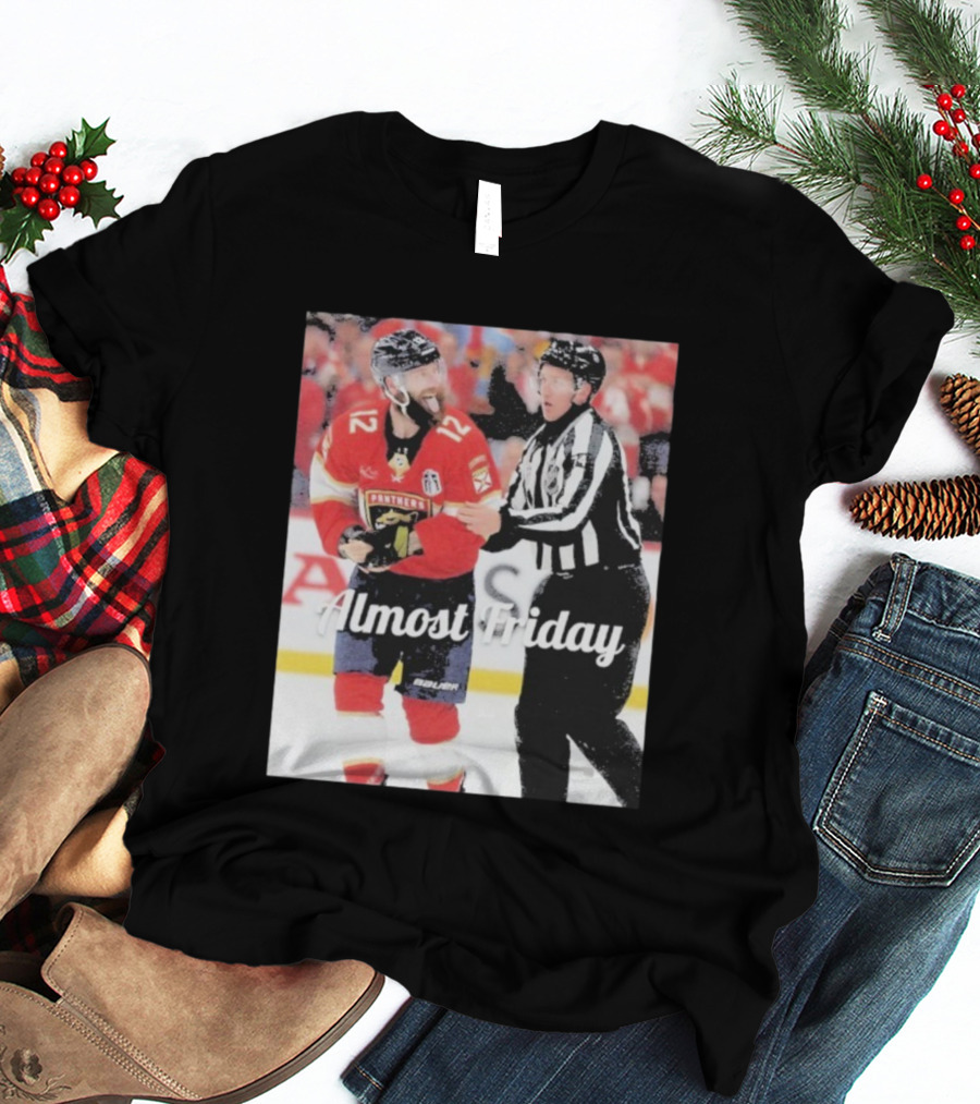 Almost Friday Florida Panthers Tongue Out Hockey Moment T-Shirt