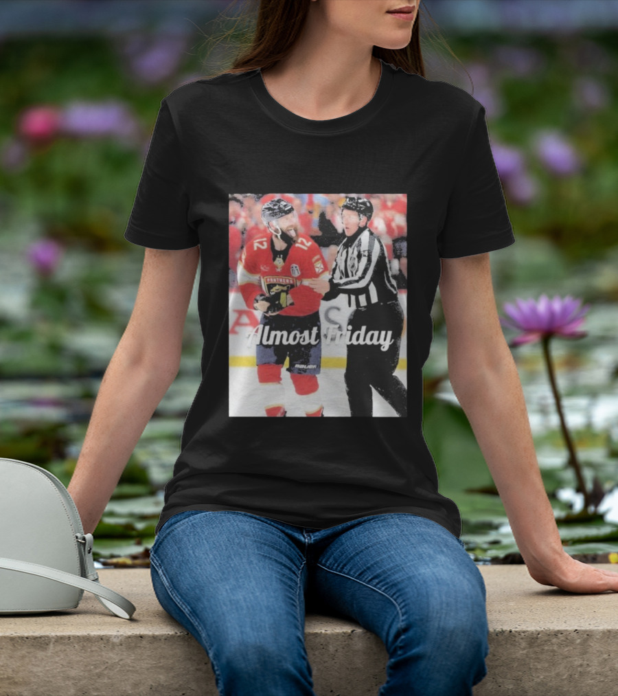 Almost Friday Florida Panthers Tongue Out Hockey Moment T-Shirt