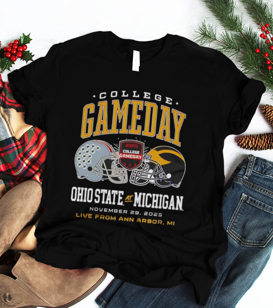 ESPN College GameDay Ohio State At Michigan Live From Ann Arbor MI Helmets T-Shirt