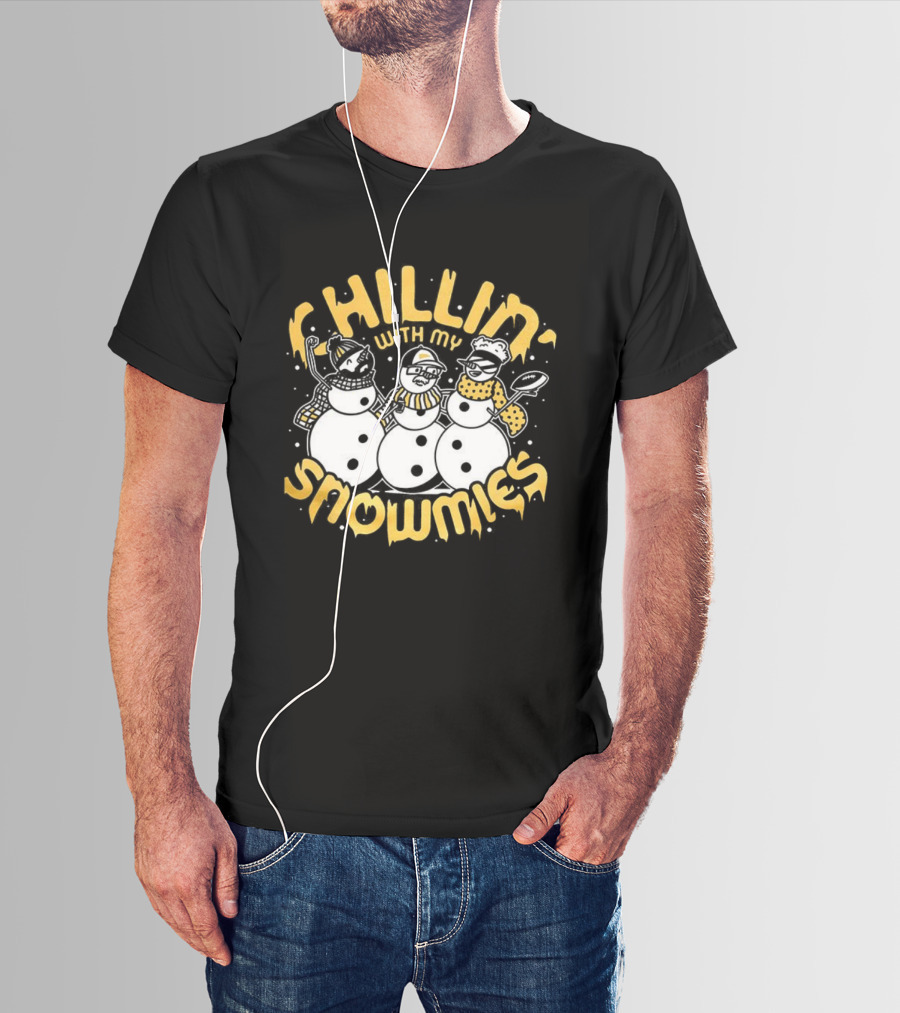 Chillin With My Snowmies Christmas Holiday Snowman Friends T-Shirt