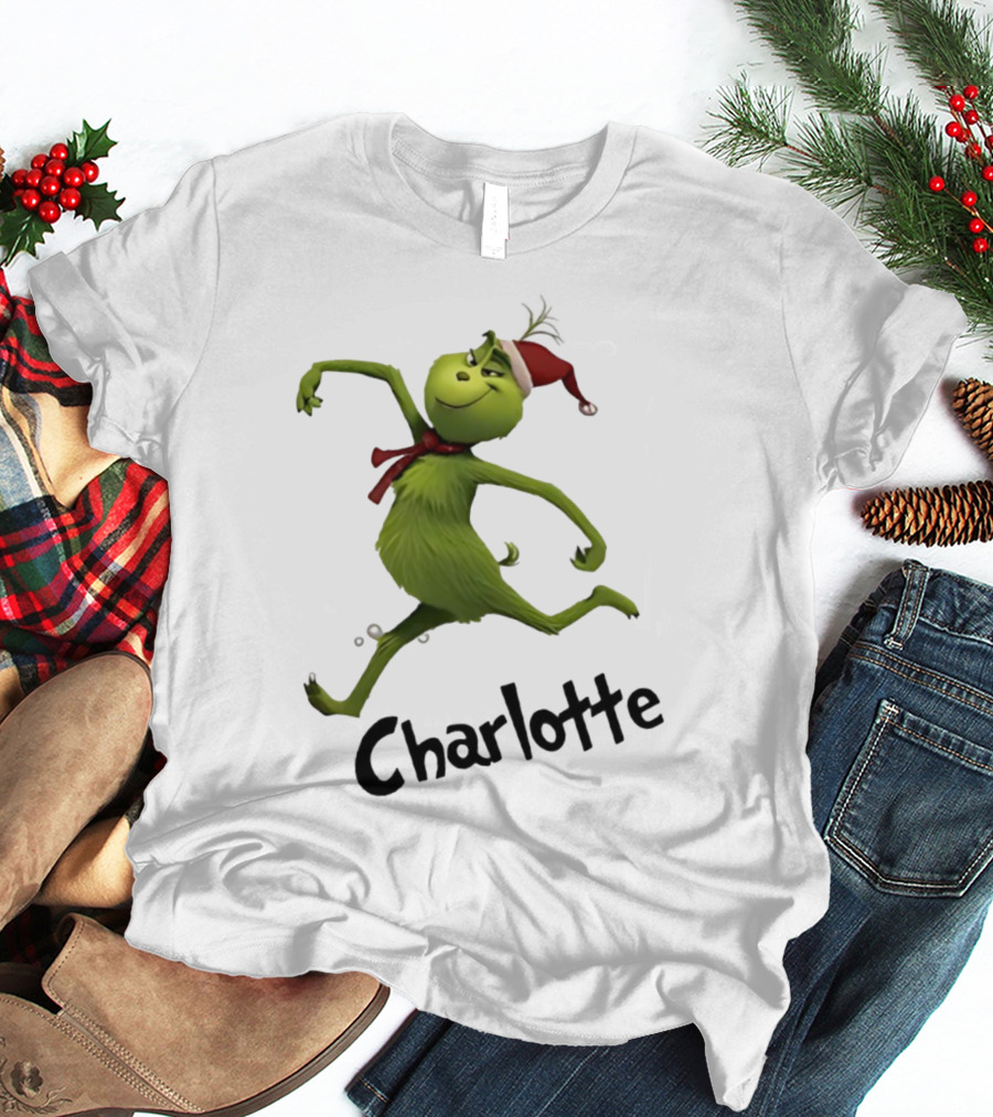 Grinch Santa Hat Charlotte Christmas Dance T-Shirt