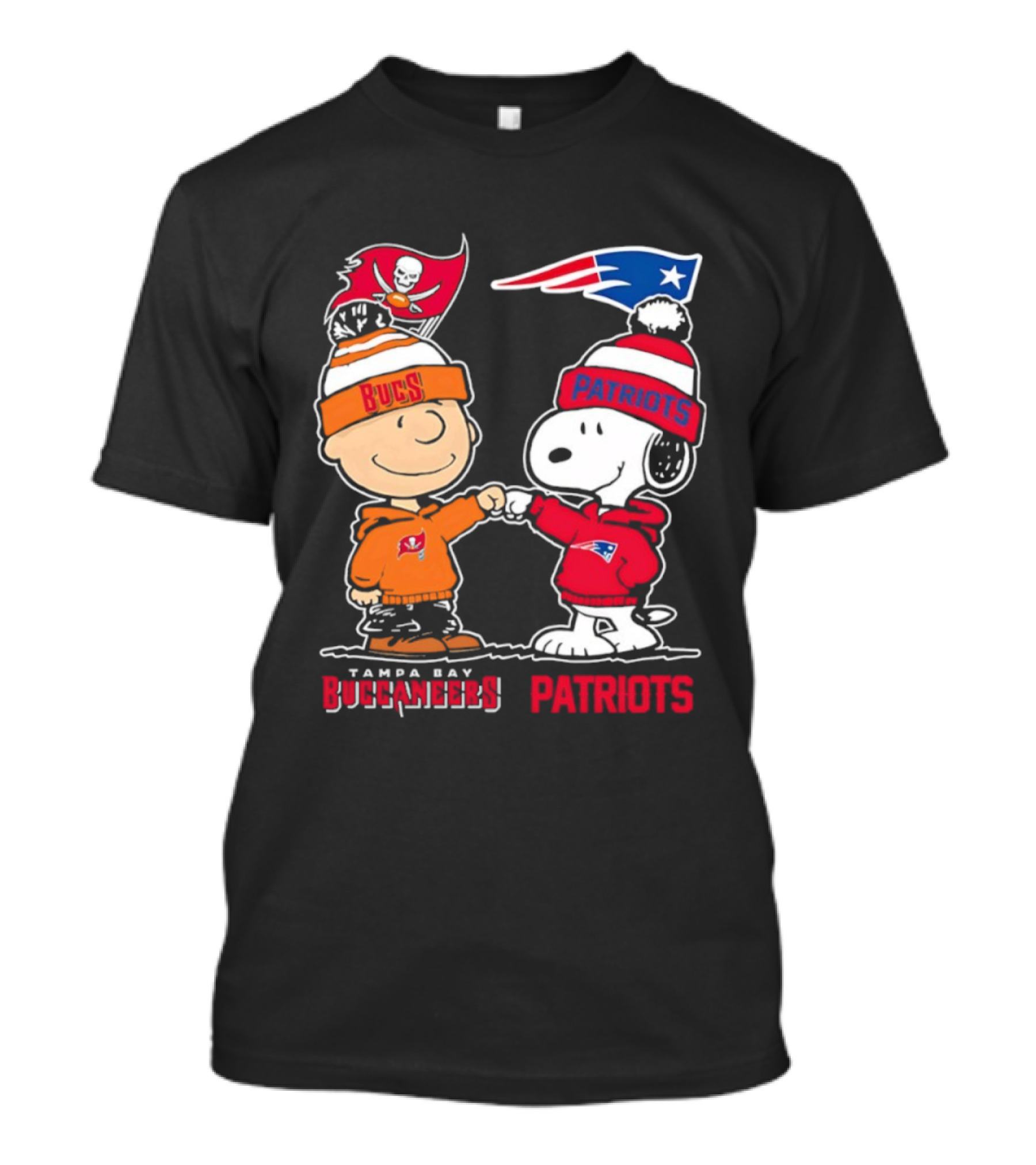 Charlie Brown & Snoopy Tampa Bay Buccaneers New England Patriots Fist Bump T-Shirt