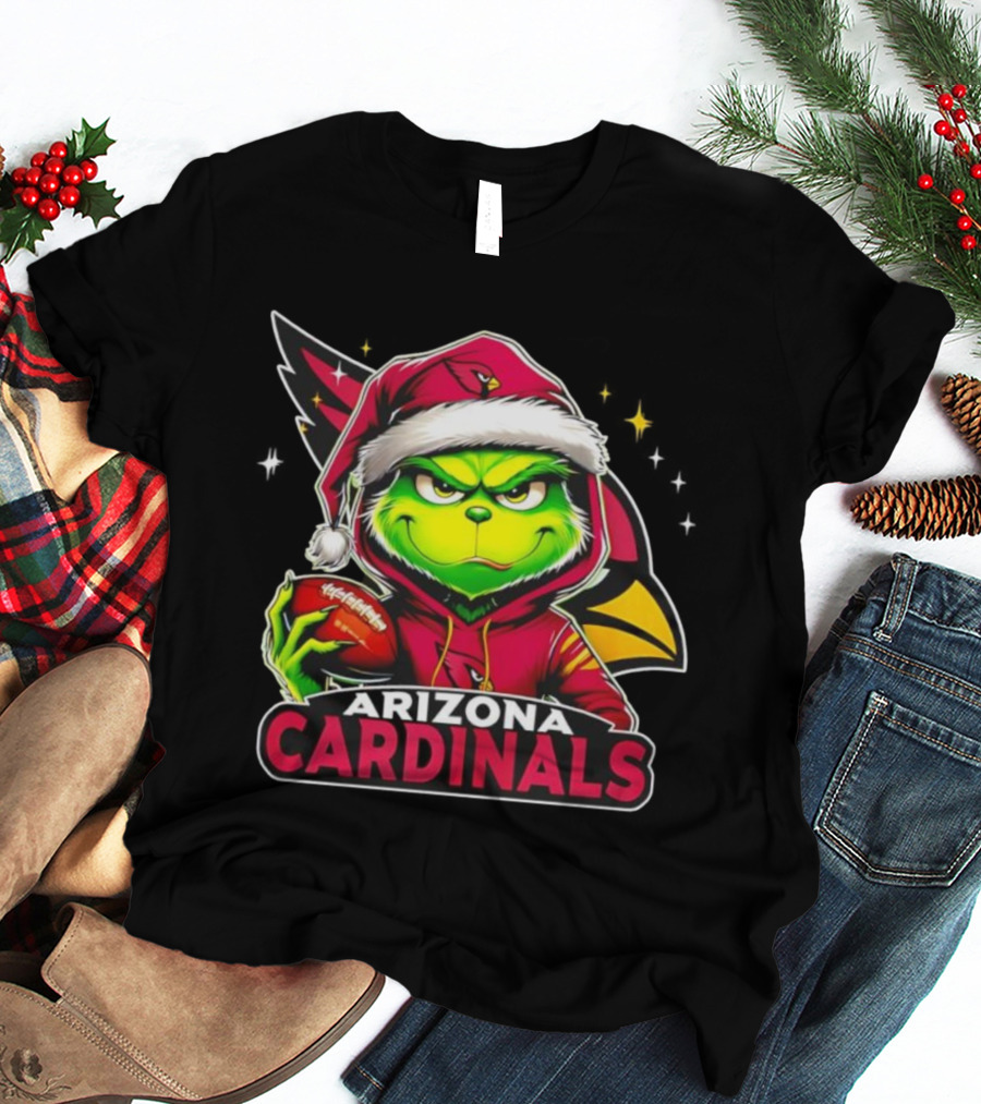 Arizona Cardinals Grinch Santa Christmas NFL Football Holiday T-Shirt