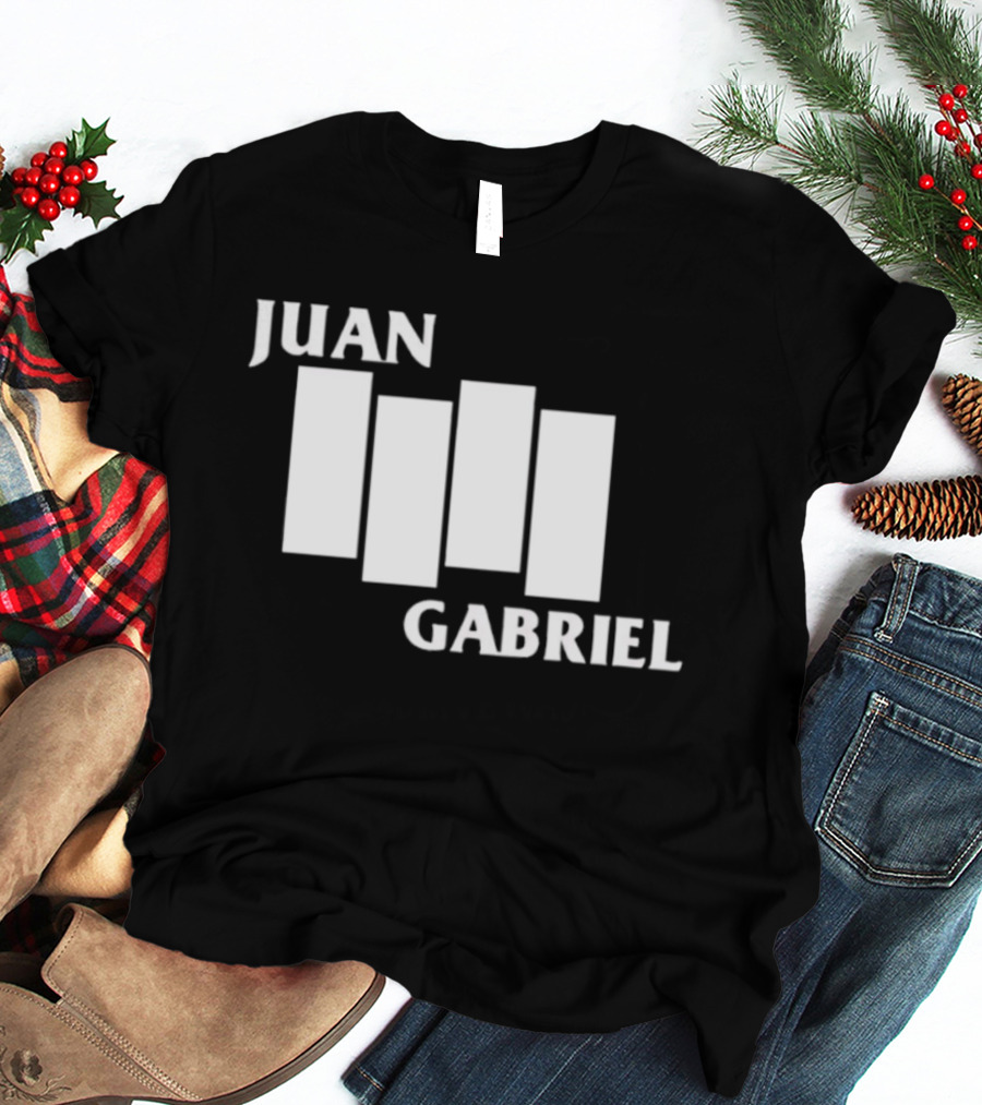 Juan Gabriel Black Flag Parody White Text T-Shirt