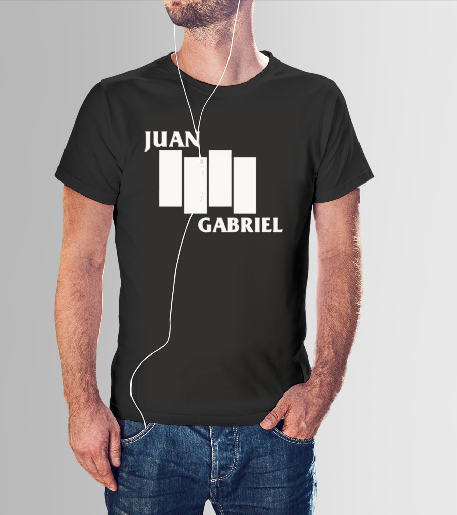 Juan Gabriel Black Flag Parody White Text T-Shirt