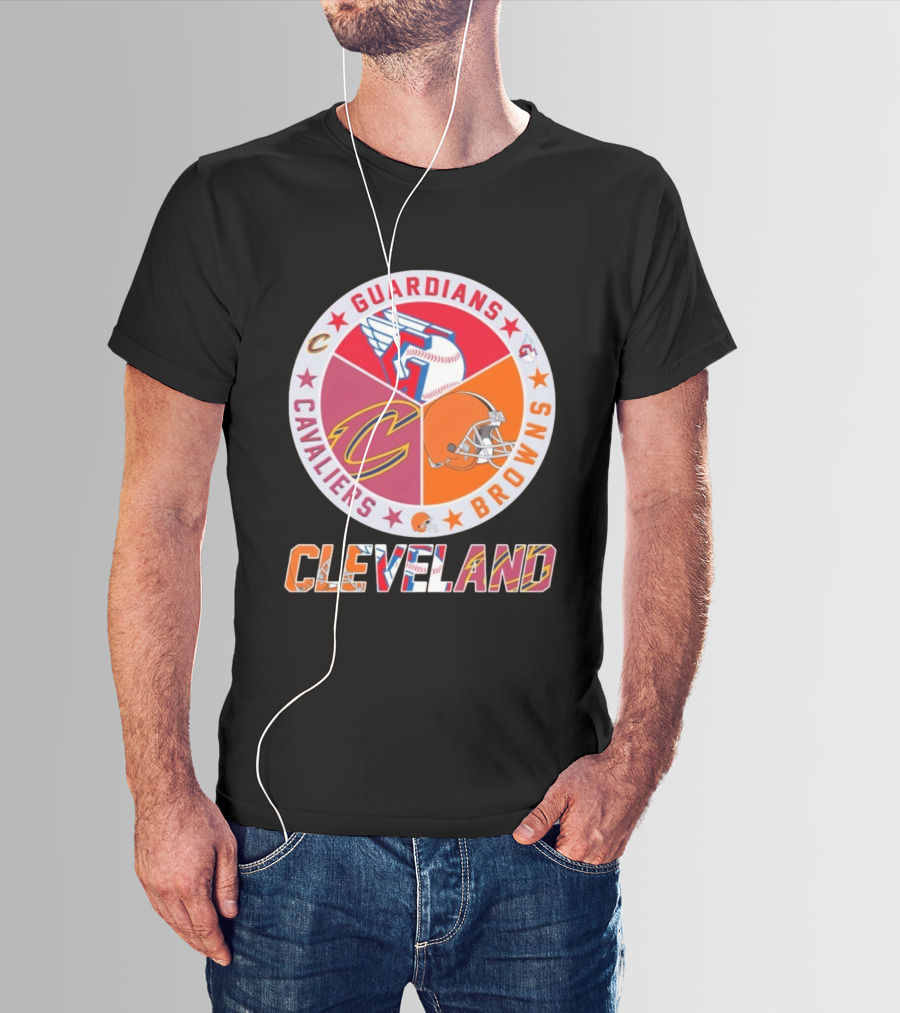 Cleveland Guardians Cavaliers Browns Sports Logos Circle T-Shirt