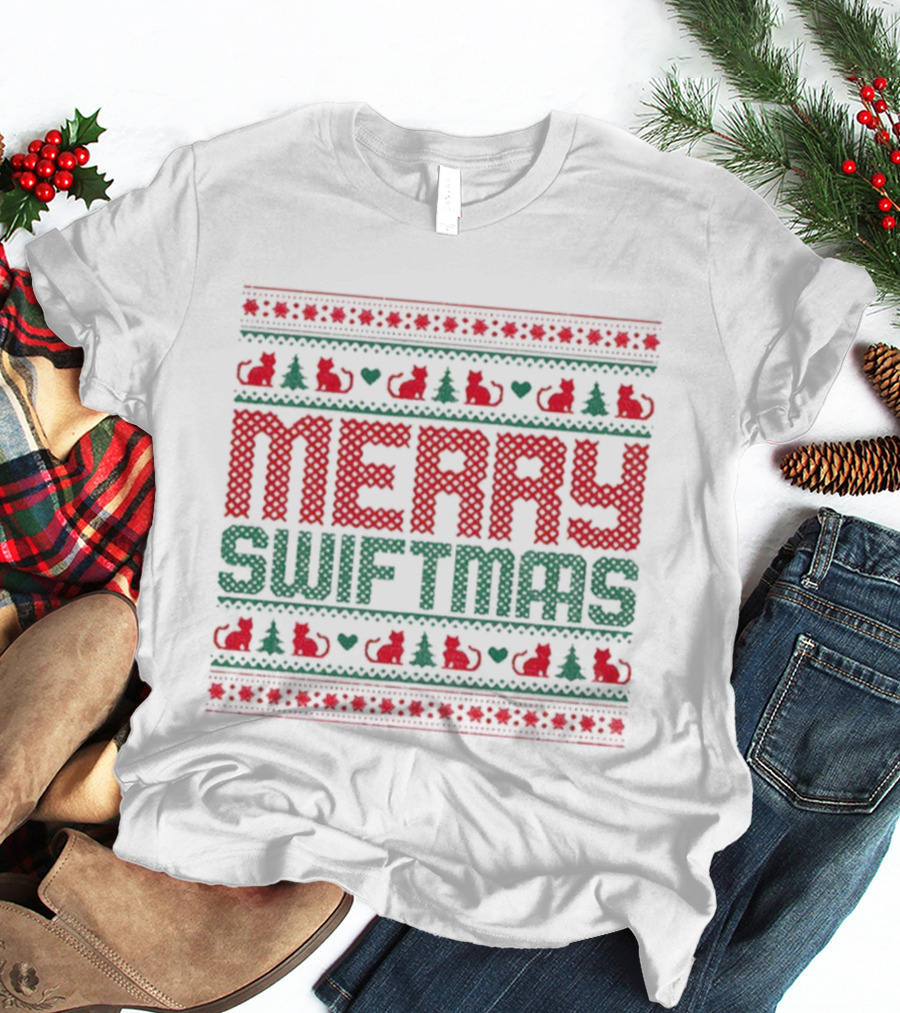 Merry Swiftmas Cat Christmas Sweater Parody Holiday Style T-Shirt