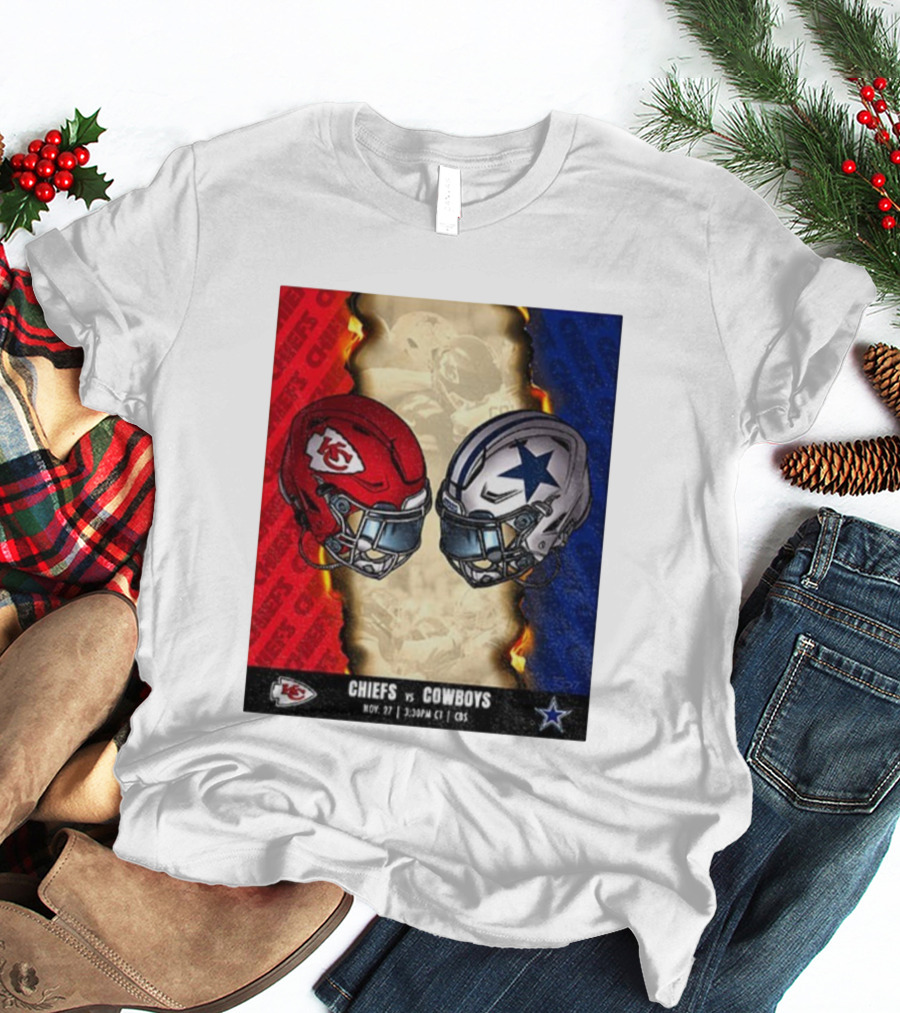 Chiefs Vs Cowboys November 27 3:30PM CT CBS Kansas City Dallas NFL Matchup T-Shirt