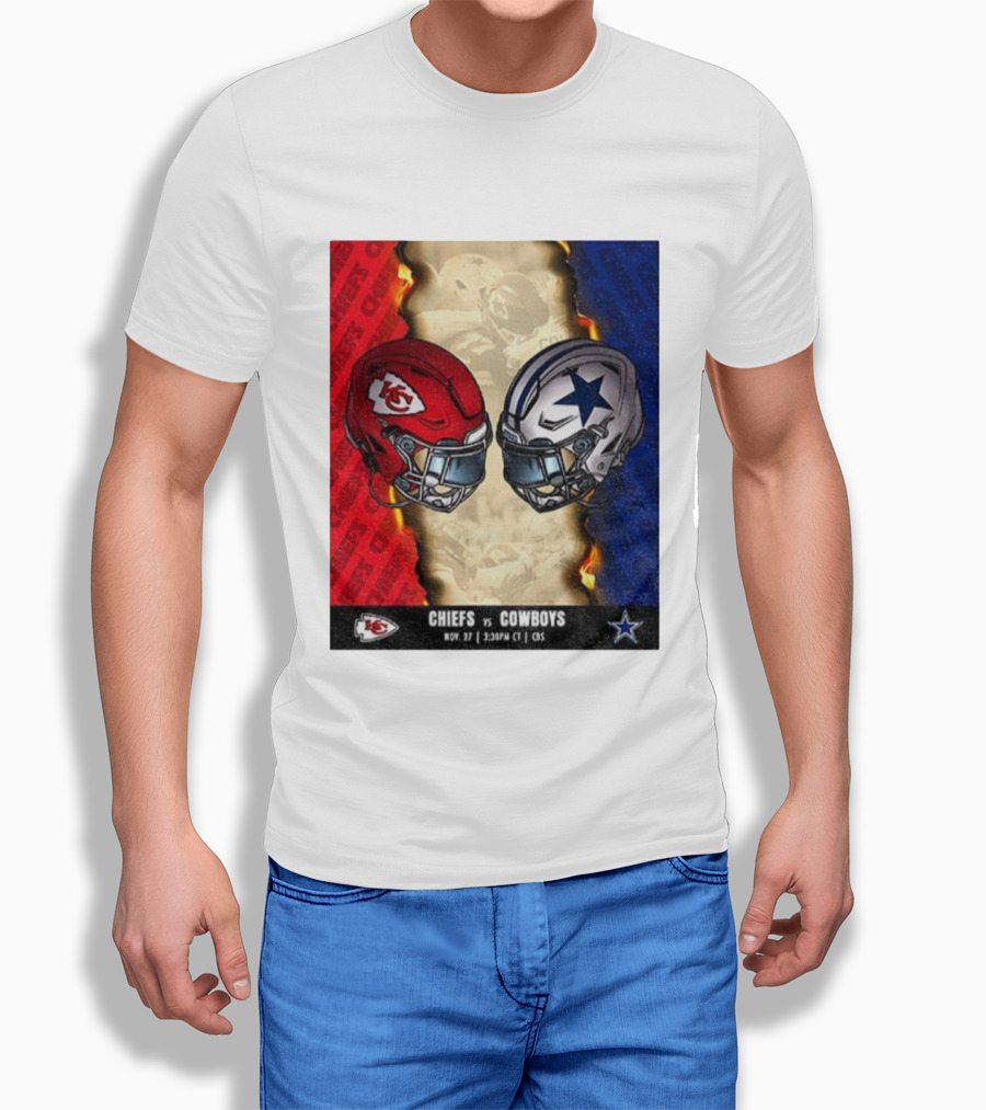 Chiefs vs Cowboys November 27 3:30PM CT CBS Kansas City Dallas NFL Matchup T-Shirt