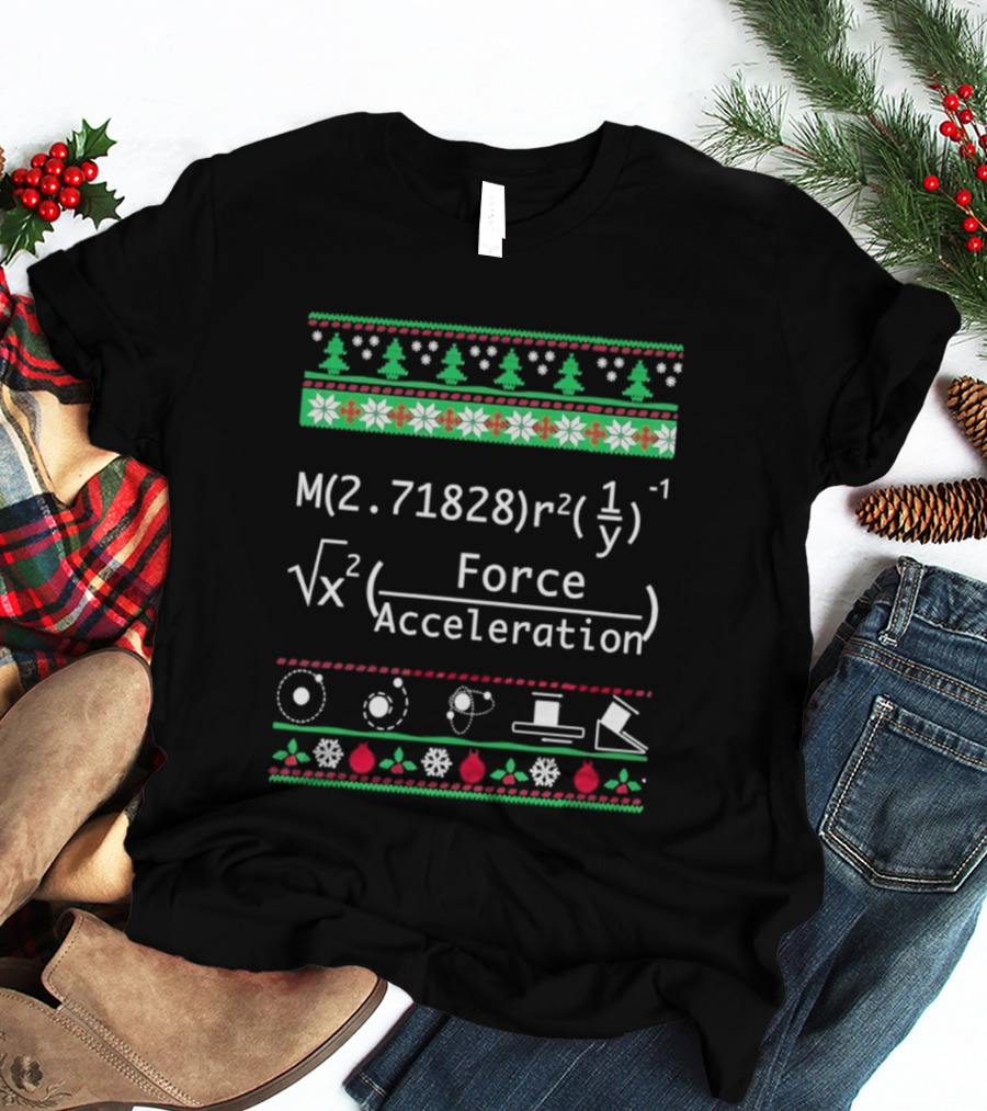 Math Physics Formula Equation Christmas Trees Snowflakes Flowers T-Shirt