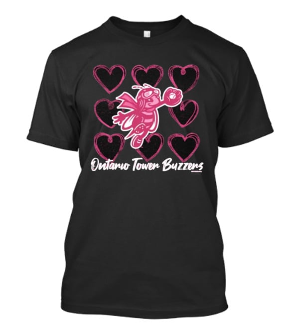 Ontario Tower Buzzers Pink Bee Heart Pattern T-Shirt