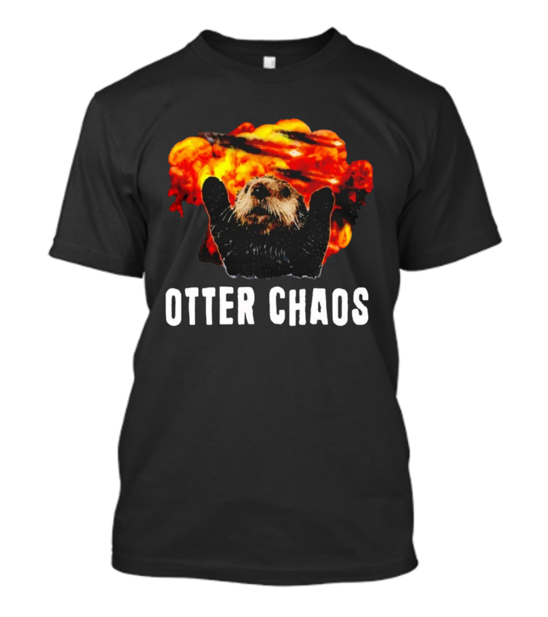 OTTER CHAOS Explosion With Fiery Burst T-Shirt