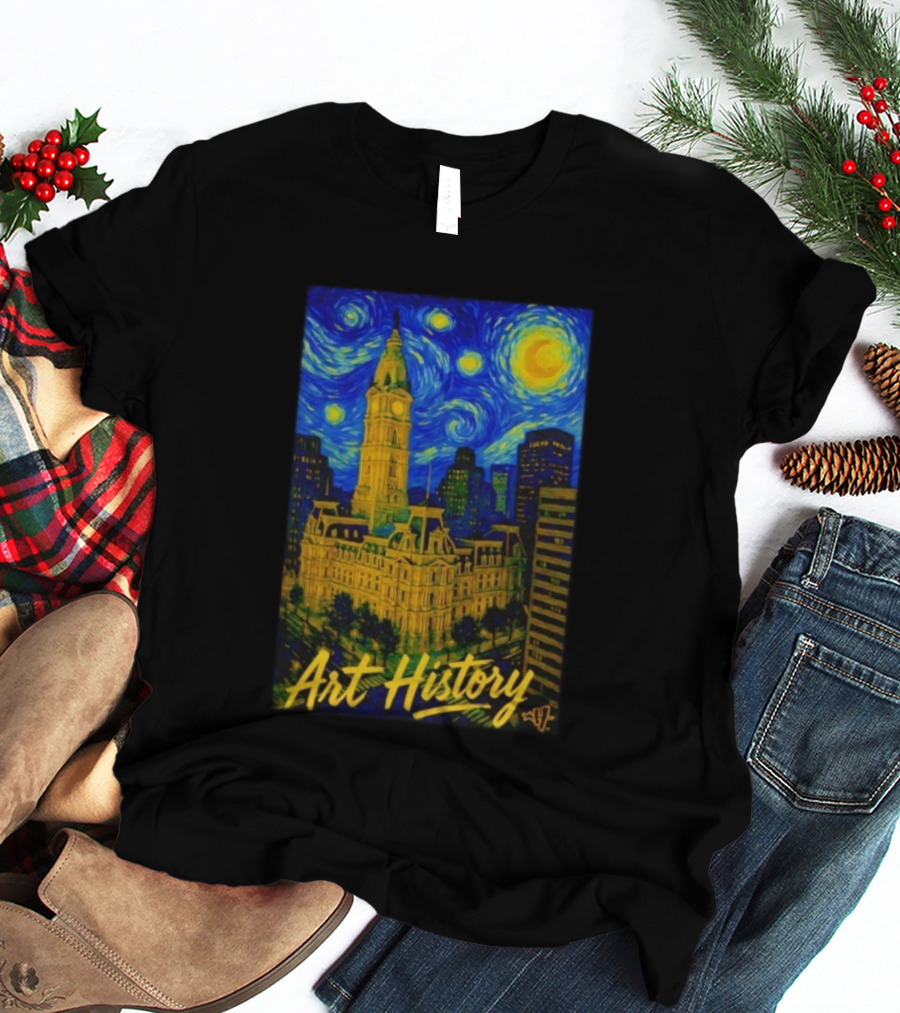 Art History Starry Van Gogh City Hall Night Scene T-Shirt