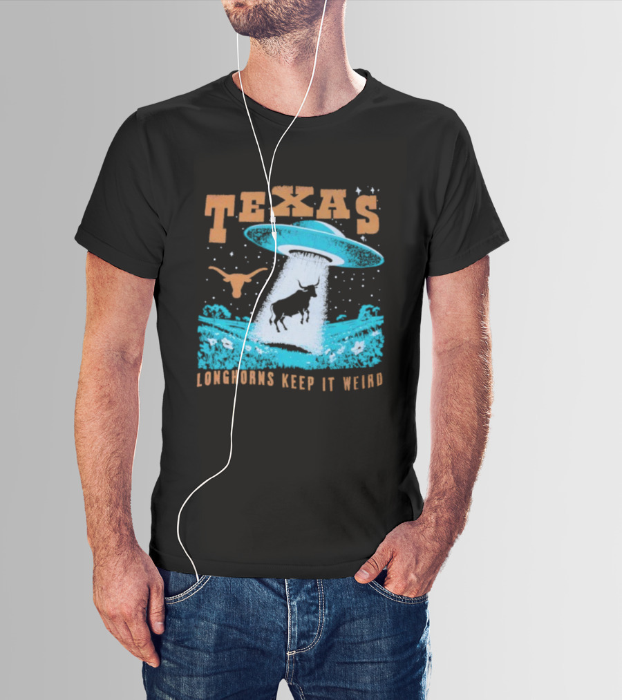 Texas Longhorns Keep It Weird UFO And Cactus Scene T-Shirt
