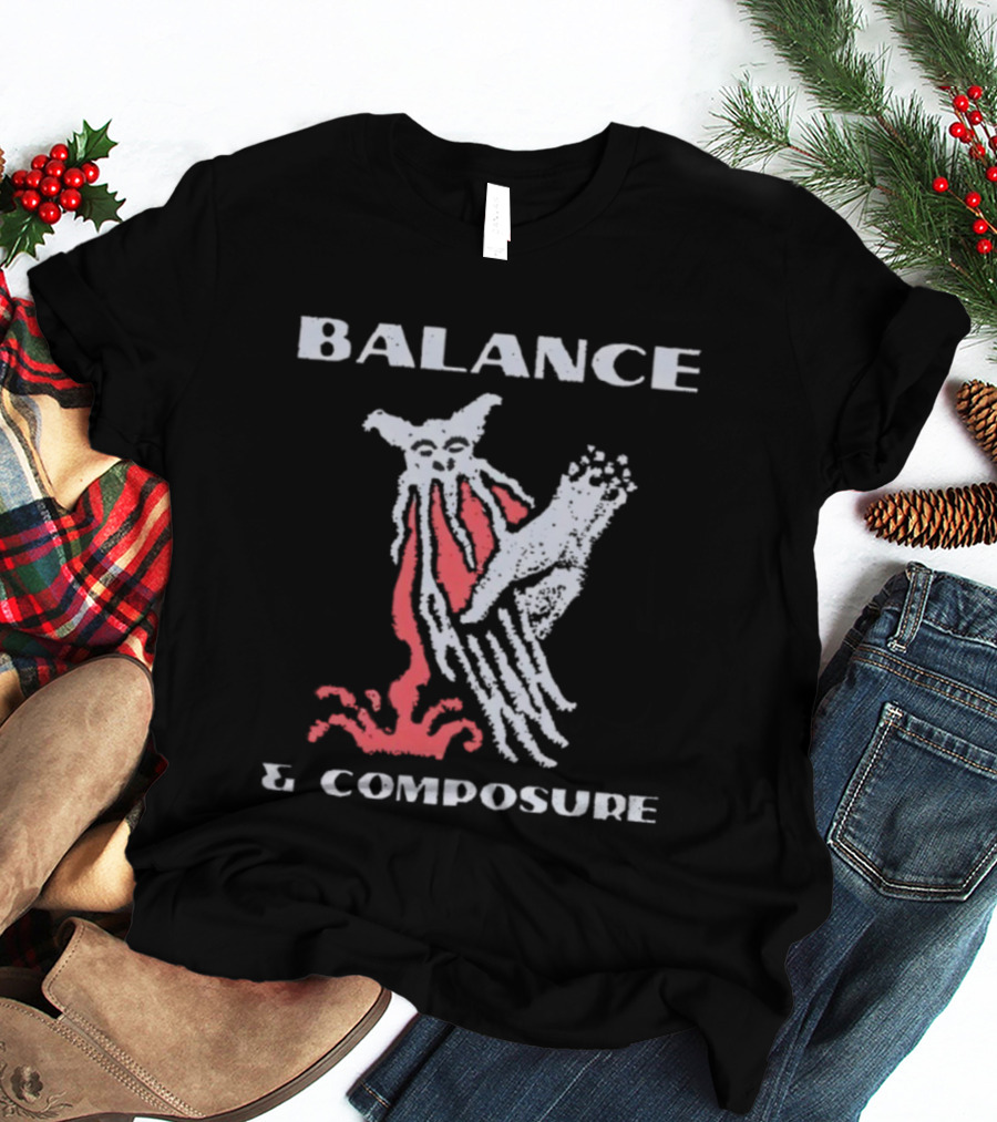 Balance And Composure Wyis Graphic Red White Owl Design T-Shirt