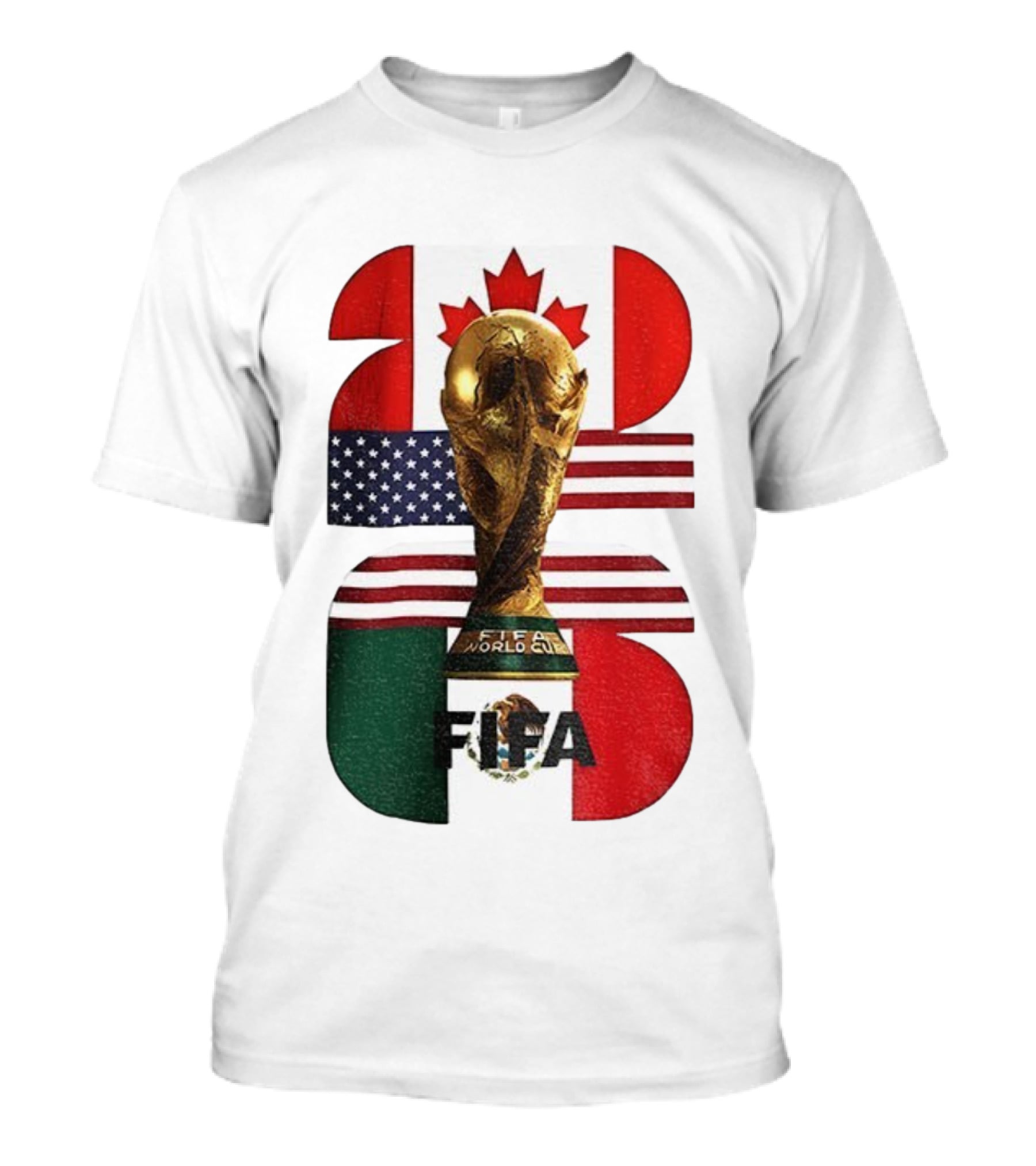 FIFA World Cup 2026 Canada USA Mexico Trophy Flags T-Shirt