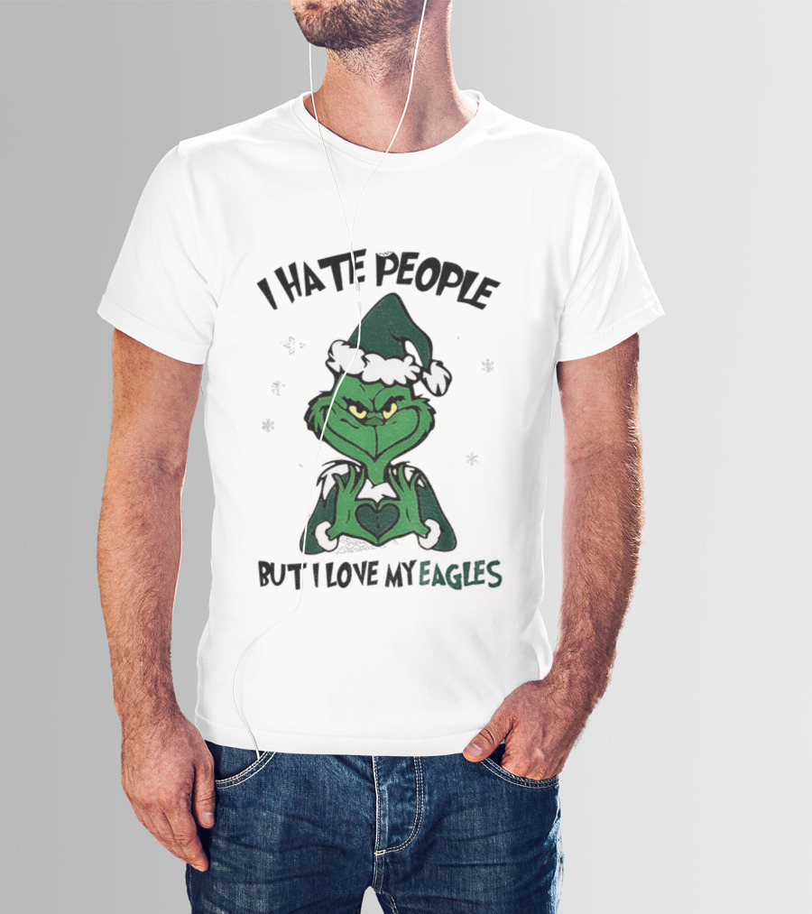 Philadelphia Football Grinch I Hate People But I Love My Eagles Christmas T-Shirt