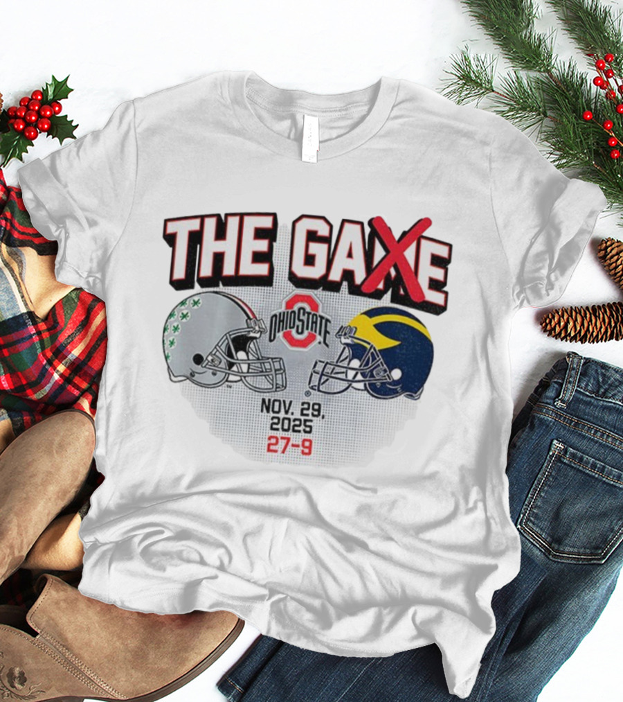 Ohio State Buckeyes Vs Michigan Wolverines Helmets The Game Nov 29 2025 27-9 T-Shirt